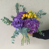 purple hydrangea and yellow flowers Bouquet