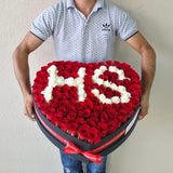 Personalized Roses in Heart Shaped Box - Letter