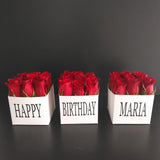 3 White Roses Boxes - Red Roses ( Personalized Mini Boxes )