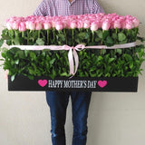 200 Pink Roses in A Big long black box