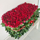 200 Red Roses in A Big long black box