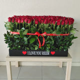200 Red Roses in A Big long black box