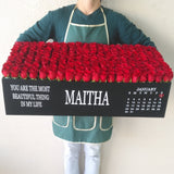 200 Red Roses in A Big long black box- Calendar