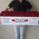 100 Red Roses in A long box - Calendar