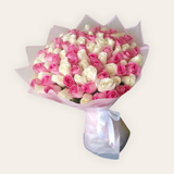Pink and white roses bouquet