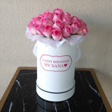 White Round Box & Pink Roses