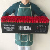 100 Red Roses in A long black box - calendar