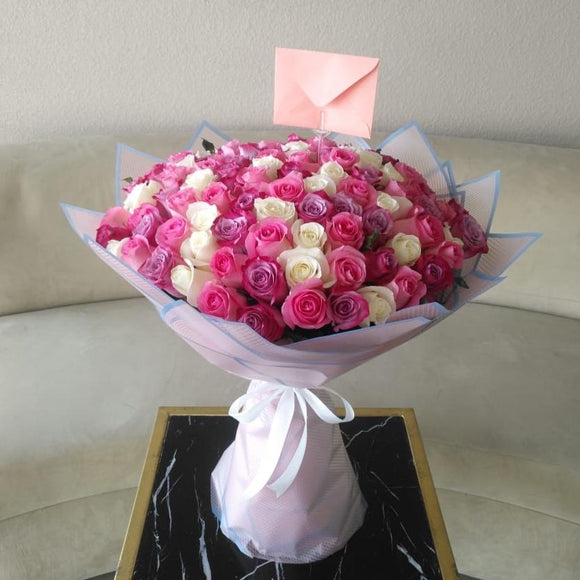 100 Assorted roses bouquet