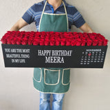 100 Red Roses in A long black box - calendar