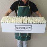 100 white Roses in A long white box - Get Well Soon