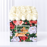 White Roses in a Colorful Box