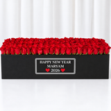 100 Red Roses in A long black box - New Year flowers