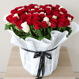70 Red and white Roses Bouquet