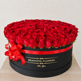 100 Red Roses - Large Round Box