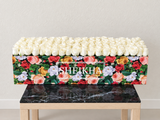 100 white Roses in A long Colorful box