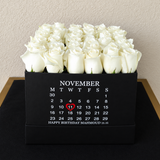 Deluxe Square Black box - white roses ( Calendar )