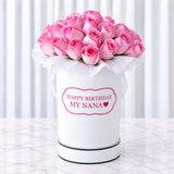 White Round Box & Pink Roses