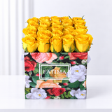 Yellow Roses in a Colorful Box