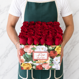 Red Roses in a Colorful Box - Deluxe - EID MUBARAK