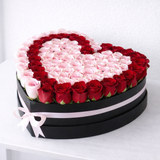 100 Red & Pink Roses Heart Box