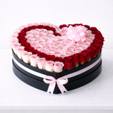 100 Red & Pink Roses Heart Box