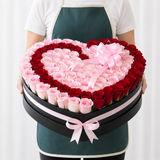 100 Red & Pink Roses Heart Box