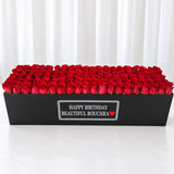 80 Red Roses in A long black box - Happy Birthday