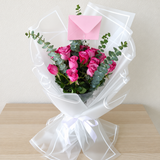 Purple Roses Bouquet with eucalyptus
