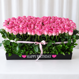 200 Pink Roses in A Big long black box