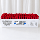 100 Red Roses in A long box