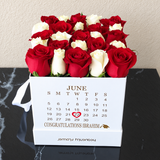 Red & White Roses in a White Box - Personalized Calendar