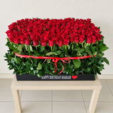 200 Red Roses in A Big long black box
