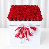 100 Red Roses in a large white square box - Calendar