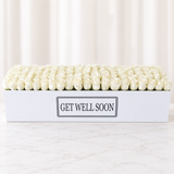 100 white Roses in A long white box - Get Well Soon