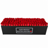 80 Red Roses in A long black box - Happy Birthday