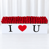 100 Red Roses in A long box - I LOVE U