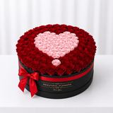 100 Red and Pink Roses - Large Round Box