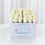 Deluxe Square white box - white roses ( Calendar )