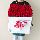 100 Red Roses in a large white square box - Calendar