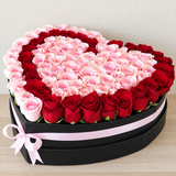 100 Red & Pink Roses Heart Box