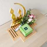 Ramadan flowers wooden tray with chocolate