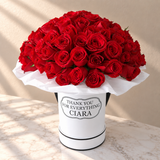 100 Roses in A White Round Box ( Personalized )