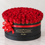 100 Red Roses - Large Round Box