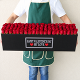 100 Red Roses in A long black box - Valentines Day