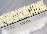 100 white Roses in A long box - white box