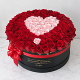 100 Red and Pink Roses - Large Round Box