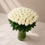 Classic White Roses Vase