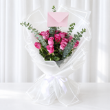 Purple Roses Bouquet with eucalyptus