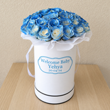 White Round Box & Blue Roses