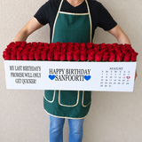100 Red Roses in A long box